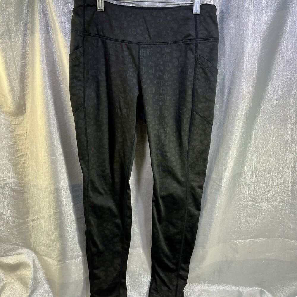 AVIA Activewear Lined Leopard Print Side Pockets Legging Athleisure Women's M